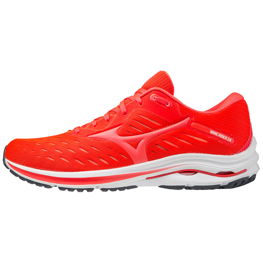 Mizuno Wave Rider 24 - Erkek Koşu Ayakkabısı - Kırmızı/Mercan Türkiye (QJPISK-703)